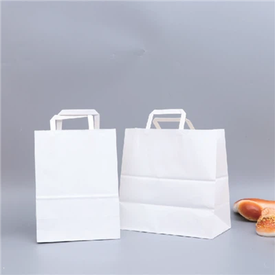 Přenosná obalová taška na potraviny z bílého kraftového papíru